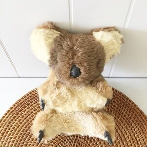 1980s Stuffed Seated KOALA BEAR - Real Fur